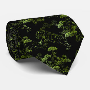 Japanese-style green tiger tie