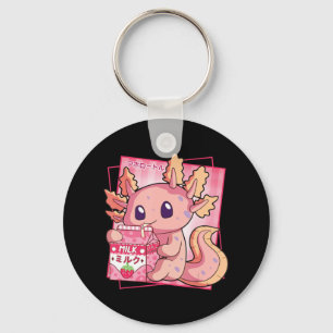 Japanese Style Kawaii Axolotl Strawberry Milk Anim Keychain