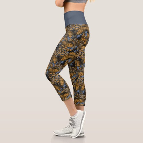 Japanese Style Koi Art Pattern Capri Leggings