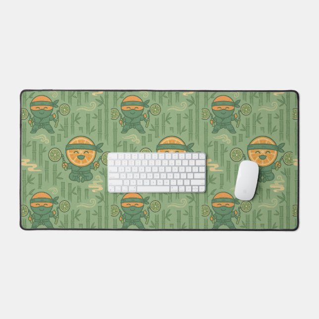 Japanese Style Orange Ninja Repeating Desk Mat (Keyboard & Mouse)