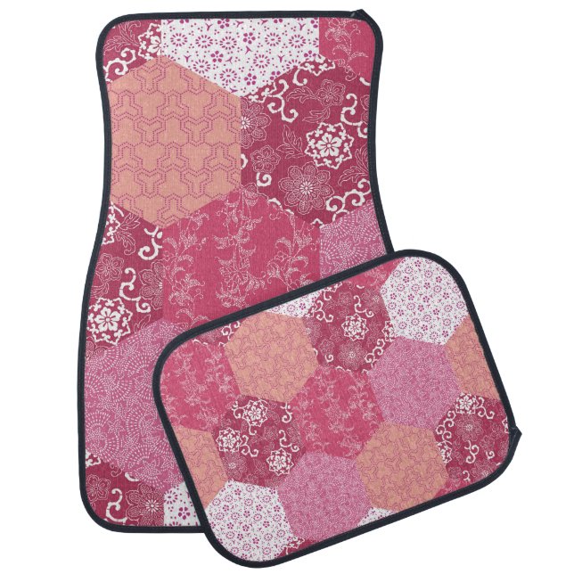 Japanese Style Patchwork Pattern Design Car Floor Mat (Set)