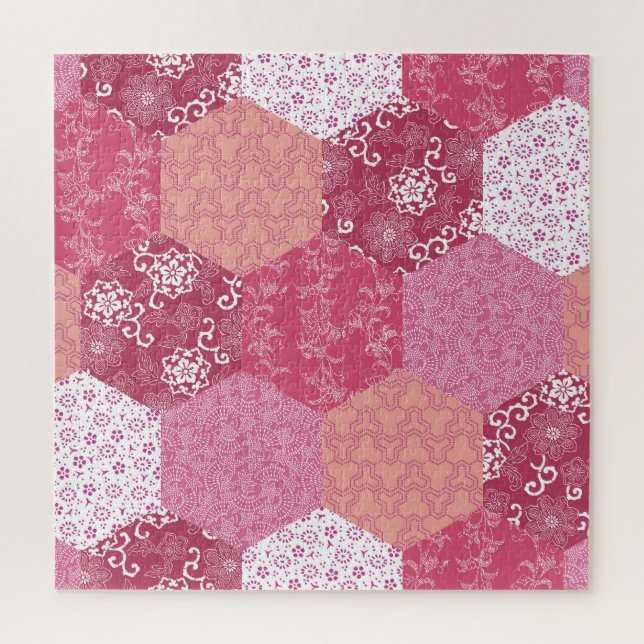 Japanese Style Patchwork Pattern Design Jigsaw Puzzle (Vertical)