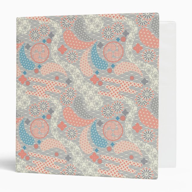 Japanese style pattern. Illustration. 3 Ring Binder (Front/Inside)