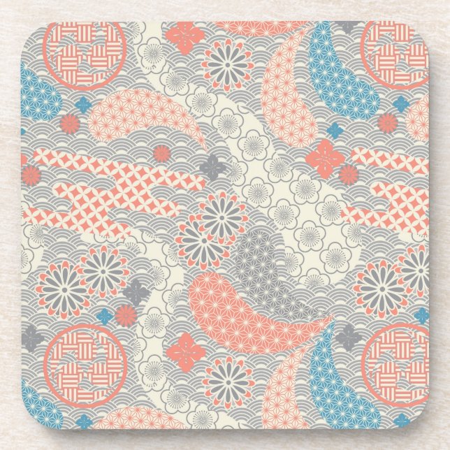 Japanese style pattern. Illustration. Beverage Coaster (Front)