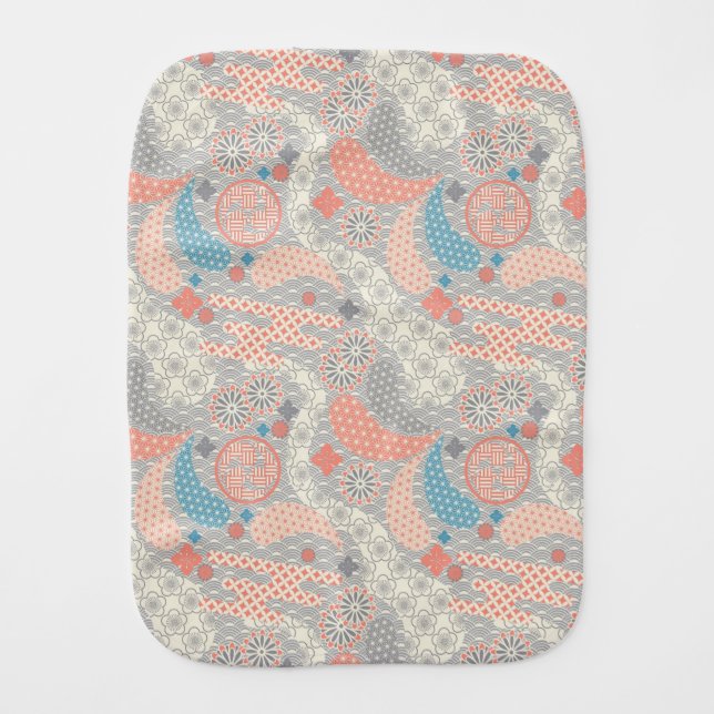 Japanese style pattern. Illustration. Burp Cloth (Front)