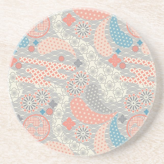 Japanese style pattern. Illustration. Drink Coaster (Front)