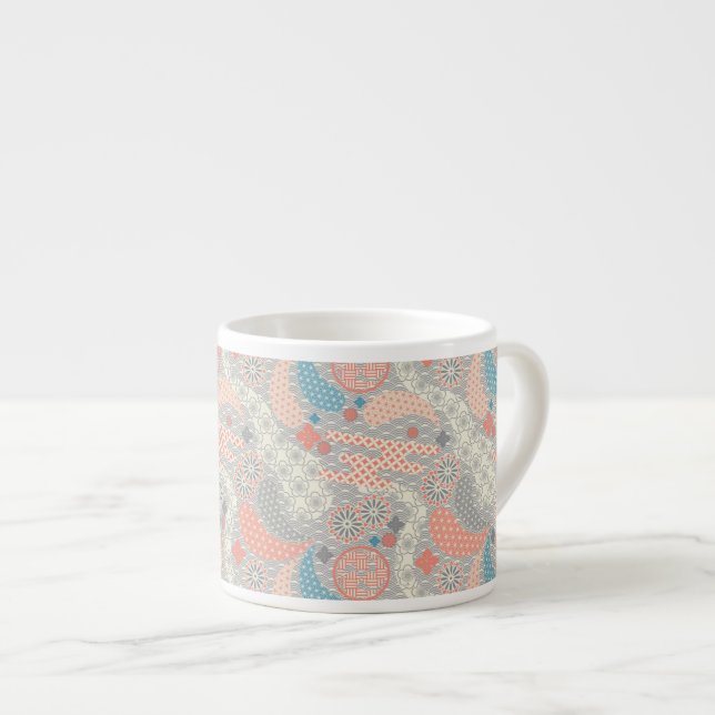 Japanese style pattern. Illustration. Espresso Cup (Front Right)