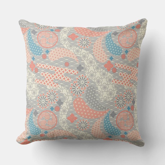 Japanese style pattern. Illustration. Throw Pillow (Front)