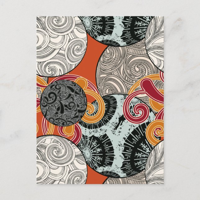 Japanese style postcard with balls and swirls (Front)
