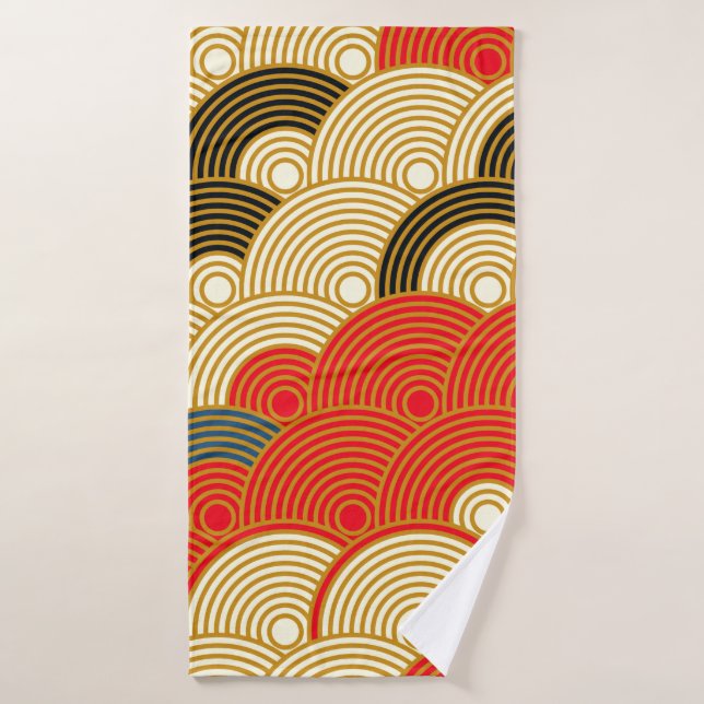 Japanese style scales waves seamless pattern in re bath towel (Bath Towel)