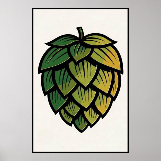 Japanese Style Stylized Hop Beer Poster (Front)