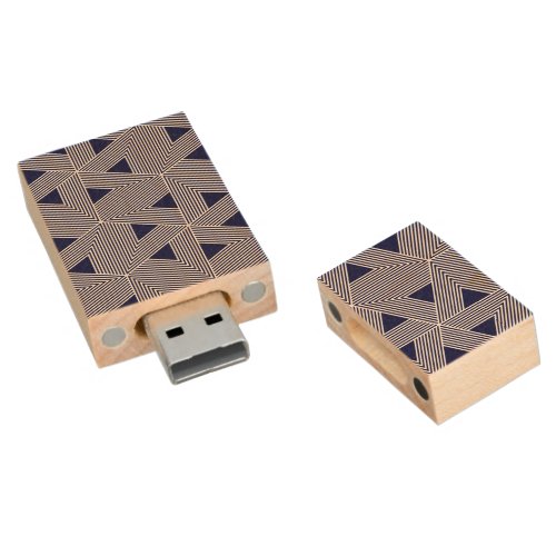 Japanese style triangle Navy pattern Wood USB Flash Drive