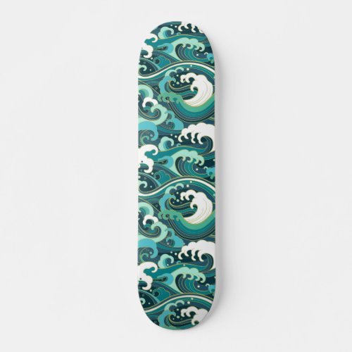 Japanese style waves skateboard