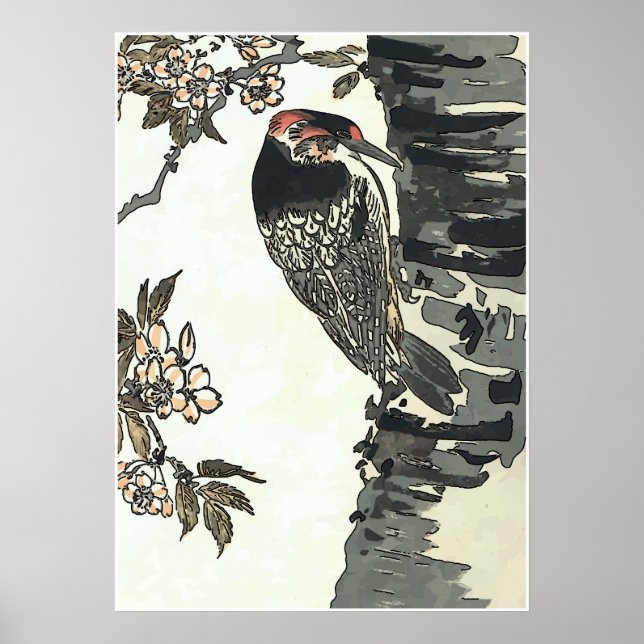 Japanese Style Woodpecker Poster (Front)