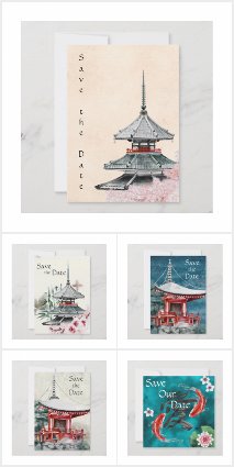 Japanese Styled Wedding Save the Date Invitations