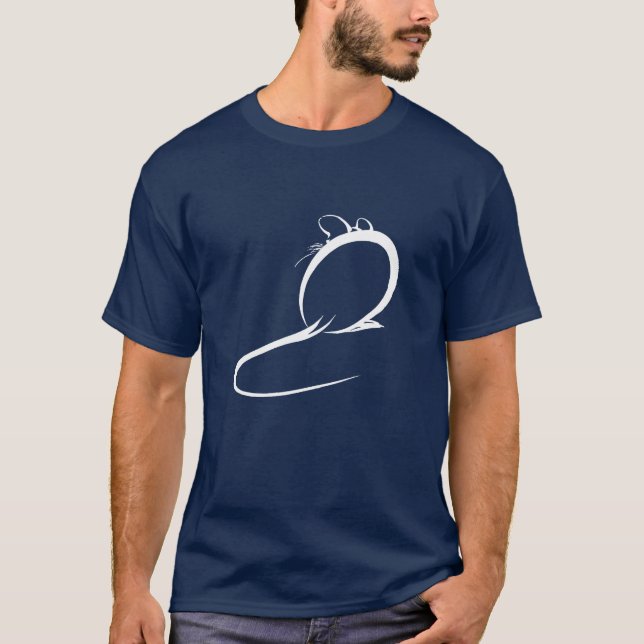 Japanese Sumi E Brushstroke Painting Mouse T-Shirt (Front)