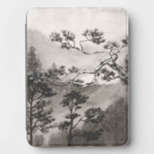 Japanese Sumi-e Foggy Pine Tree Ink Hand-painted