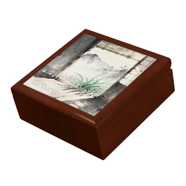 Japanese sumi-e ink painting paired with a Haiku  Gift Box (Side)
