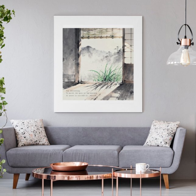 Japanese sumi-e ink painting paired with a Haiku  Poster (Creator Uploaded)