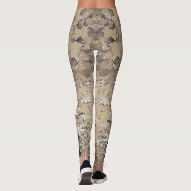 Japanese Summer Flowers Leggings (Back)