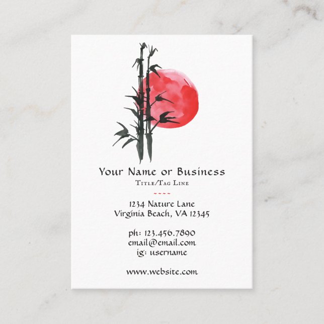Japanese Sun and Bamboo Business Card (Front)