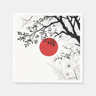 Japanese Sun & Nature Brush Art Napkins