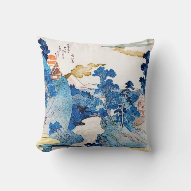Japanese Sunrise Landscape, Kuniyoshi, Ukiyo-e Throw Pillow (Front)
