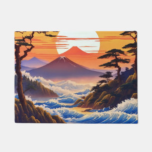 Japanese Sunrise Sunset Landscape Doormat