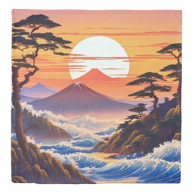 Japanese Sunrise Sunset Landscape Duvet Cover (Front)