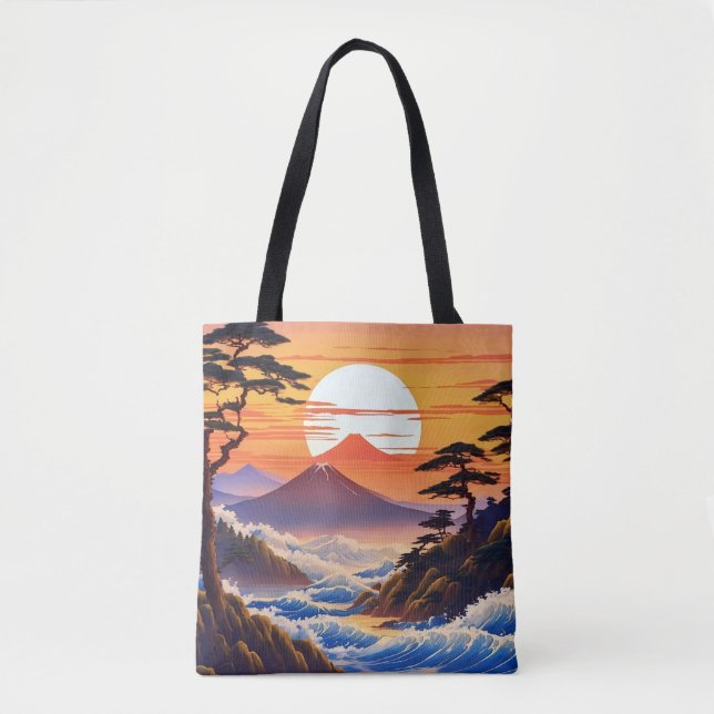 Japanese Sunrise Sunset Landscape Tote Bag (Front)