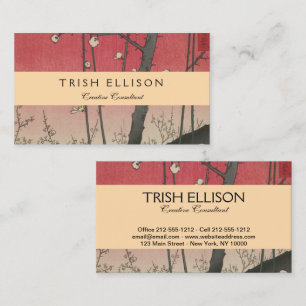Japanese sunrise sunset plum estate trees business card