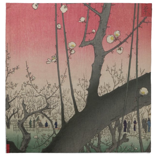 Japanese sunrise sunset plum estate trees cloth napkin (Front)