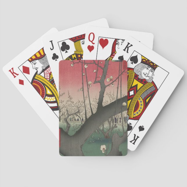 Japanese sunrise sunset plum estate trees poker cards (Back)