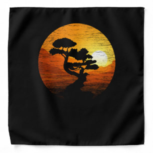 Japanese Sunset Art Nature Japan Bonsai Tree Bandana