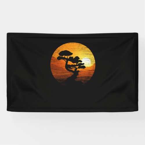 Japanese Sunset Art Nature Japan Bonsai Tree Banner