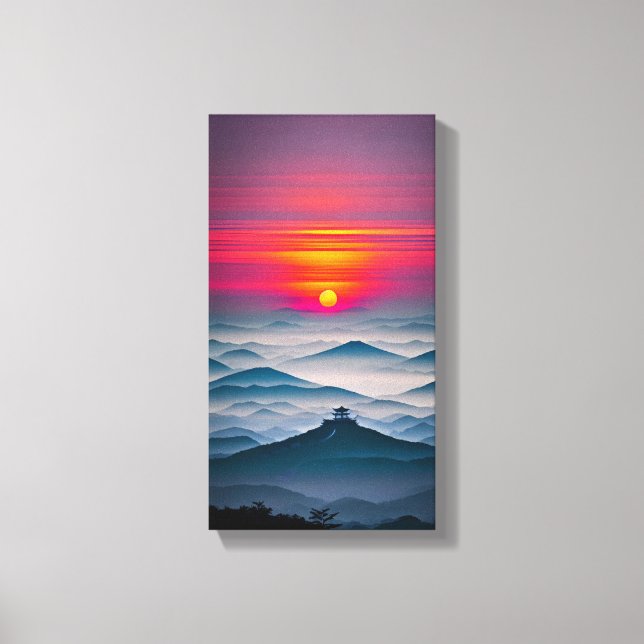 Japanese Sunset Canvas Wall Art (Front)