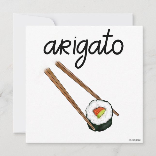 Japanese Sushi Arigato Thank-you Card (Front)