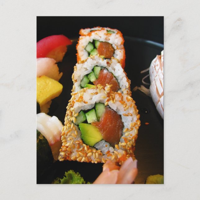 Japanese sushi California roll sashimi photo Japan Postcard (Front)