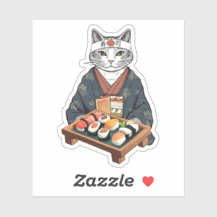 Japanese Sushi Cat Custom-Cut Vinyl Stickers
