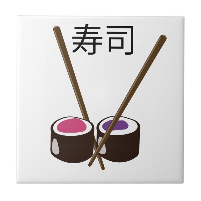 Japanese Sushi Chopsticks Ceramic Tile (Front)