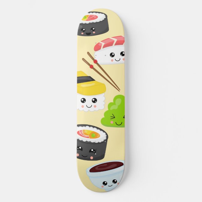 Japanese Sushi Cute Kawaii Trendy Girly Skateboard (Front)