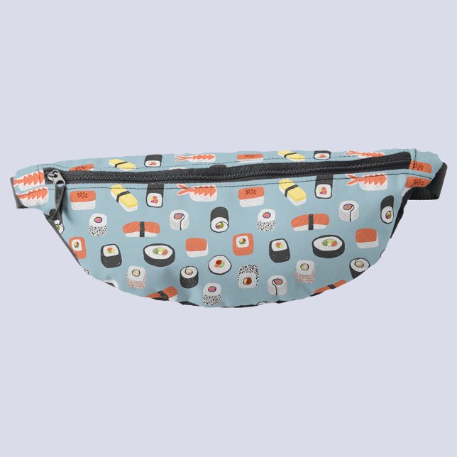 Japanese Sushi Fanny Pack (Blue Japanese sushi pattern fanny pack)