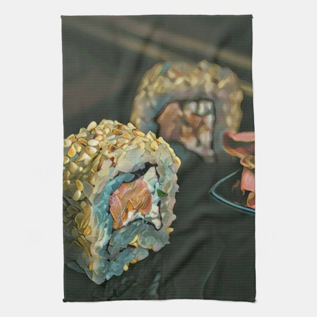Japanese sushi kitchen towel (Vertical)