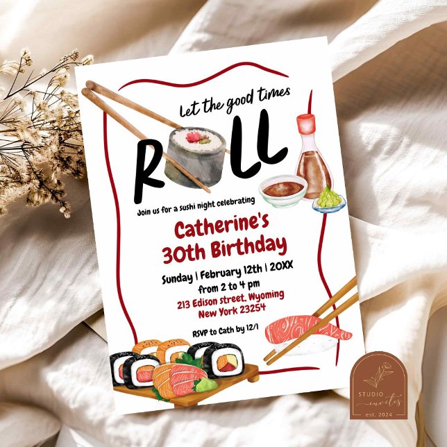 Japanese Sushi Night Birthday Invitation (Creator Uploaded)