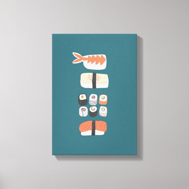 Japanese Sushi Nigiri Maki Roll Canvas Print (Front)