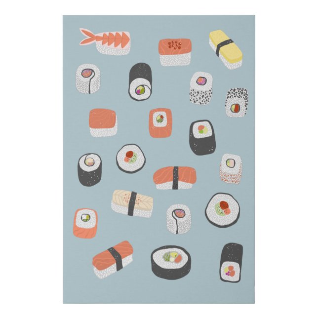 Japanese Sushi Nigiri Maki Roll Faux Canvas Print (Front)
