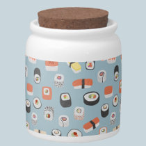 Japanese Sushi Nigiri Maki Roll Pattern Candy Jar