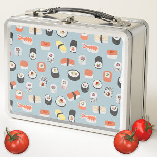 Japanese Sushi Nigiri Maki Roll Pattern Metal Lunch Box