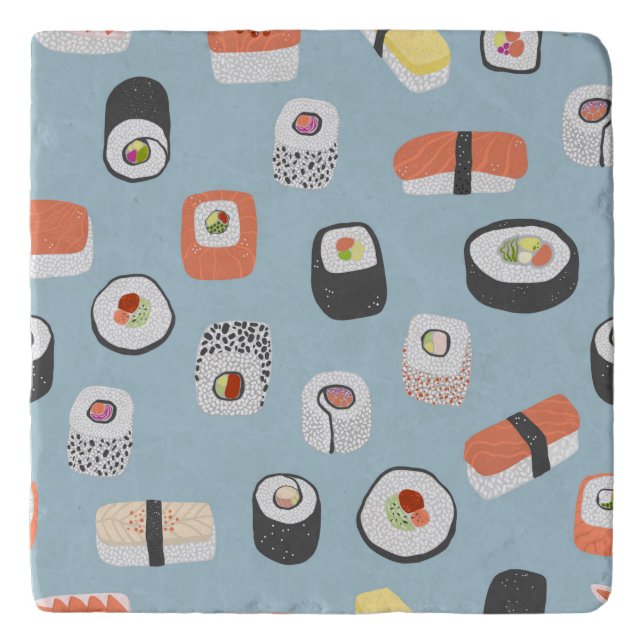 Japanese Sushi Nigiri Maki Roll Pattern Trivet (Front)