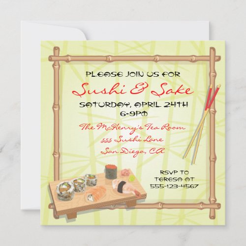 Japanese Sushi party invitations